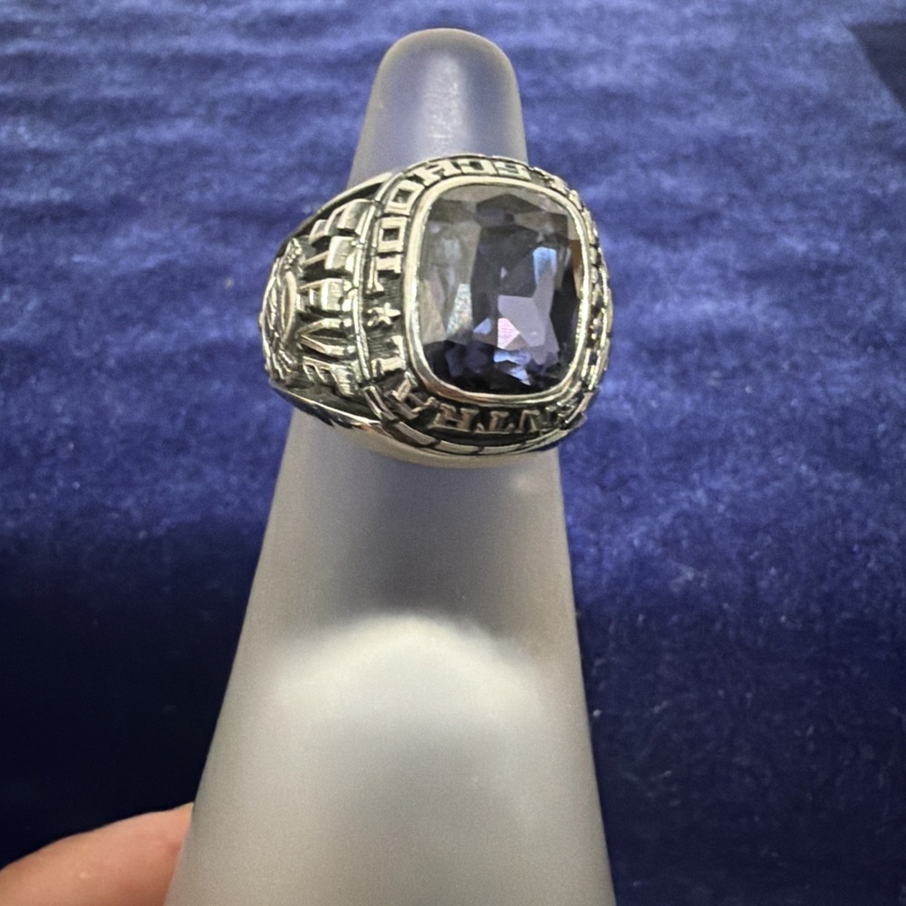 JOSTEN LTM Class Ring 1989 Central High School Purple Stone Size 10